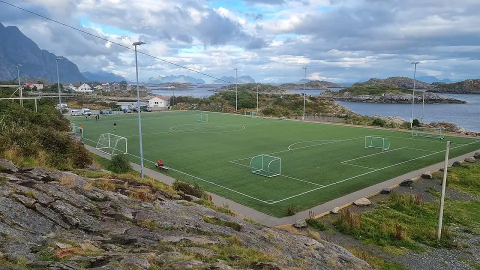 Henningsvar Stadion, looking from southwest