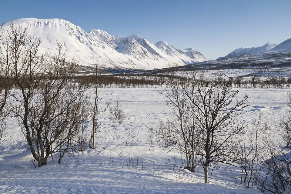 Landscape at Nord-Lenangen with northern Lyngsalpan, 2012 March