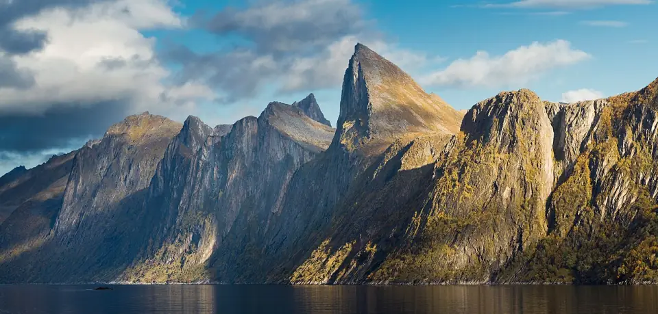 Seggelskaret walls and Segla by Mefjorden, Senja, Norway, 2015 September