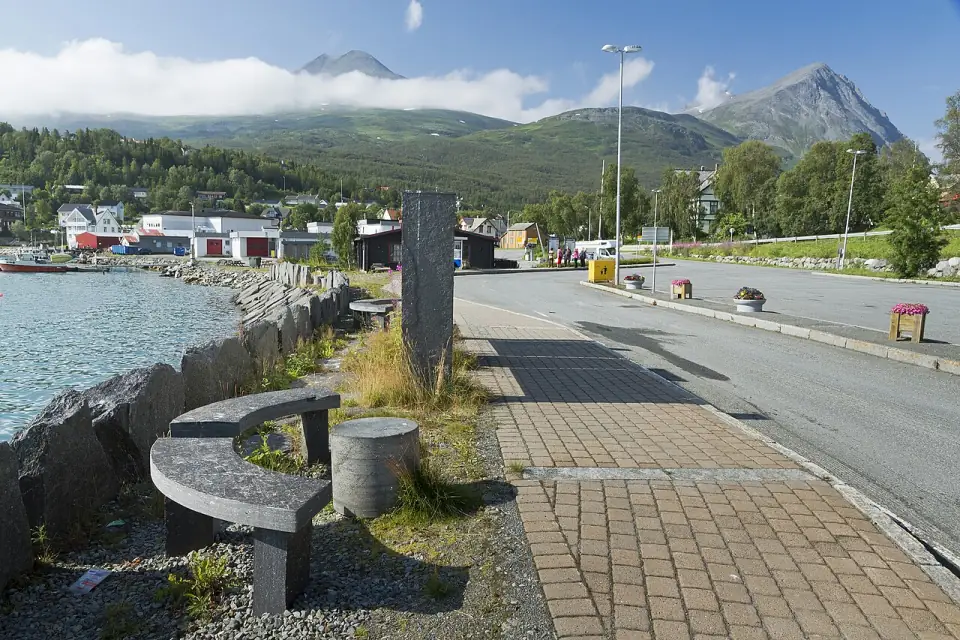 View to Lyngseidet from the ferry pier, Lyngen, Troms, Norway, 2014 August